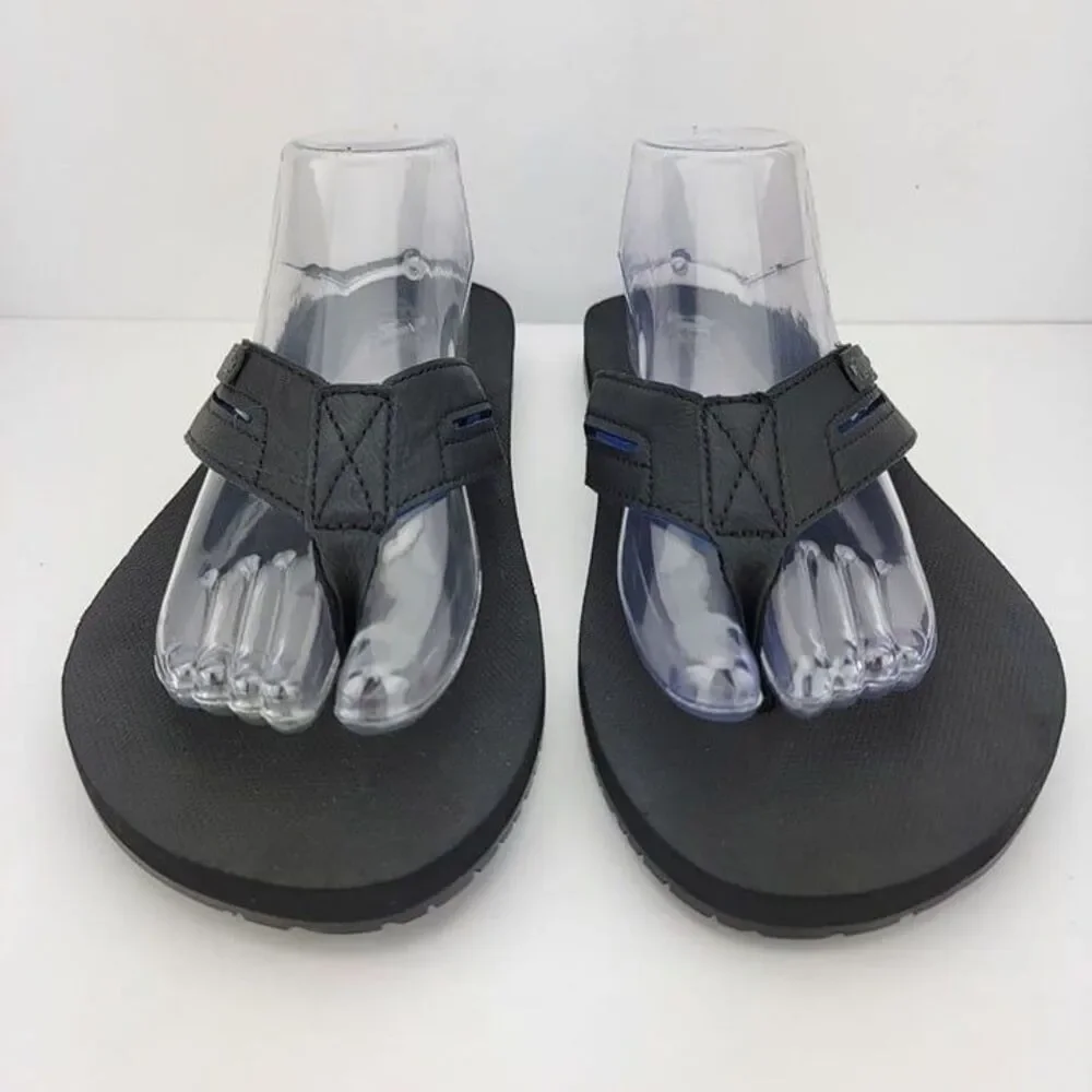 Flojos Mens Size 11 Black Thong Comfort Flip Flop Sandals